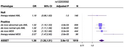 Genome-Wide Association Analyses Identify Variants in IRF4 Associated With Acute Myeloid Leukemia and Myelodysplastic Syndrome Susceptibility